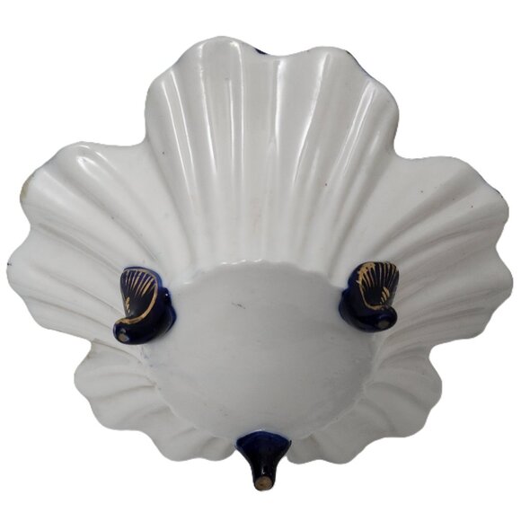 Antique 3 Footed Moriage Floral Nippon Hand Painted Nut Bowl w/Gold Leaf Detail - Picture 9 of 9